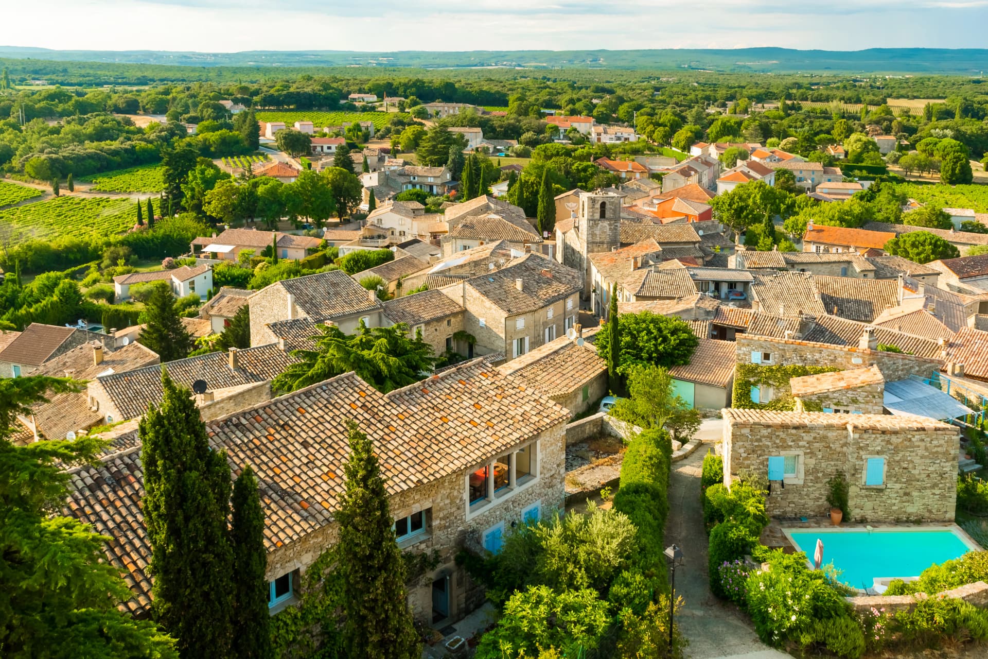 View on a small typical village in Provence, France