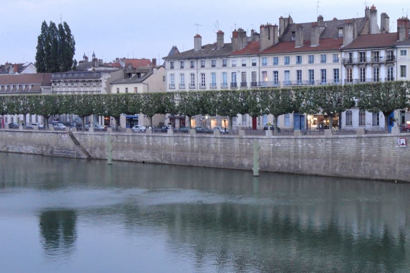 Chalon-sur-Saône quays along the river with historic buildings and tree-lined promenade